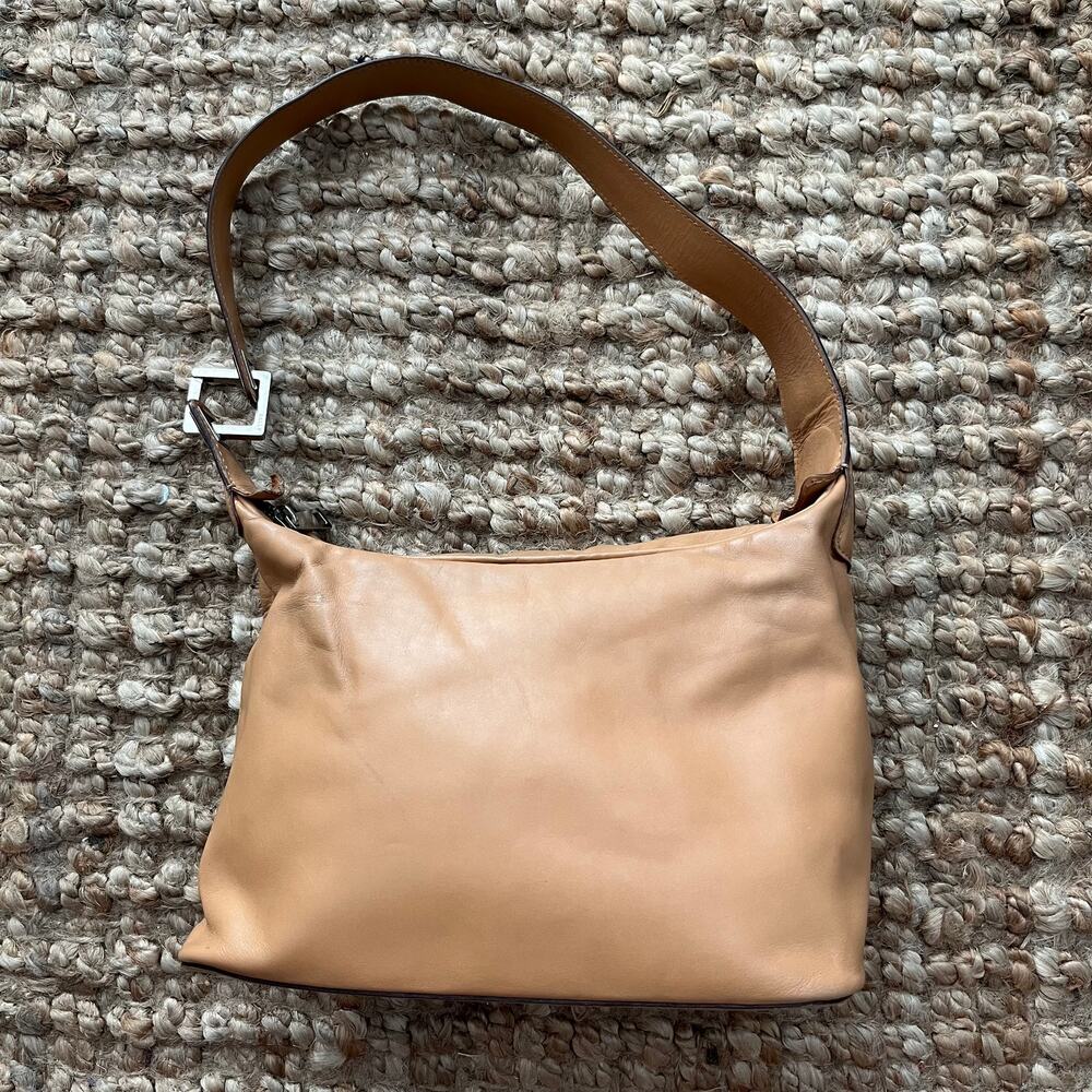 Vintage Bally Leather Shoulder Bag Tan Italy Minimal Asymmetrical Quiet Luxury